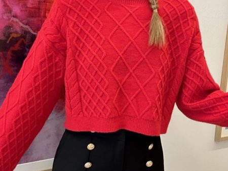 Valentin Studio - Cable Knit Blouse - Red Online Sale