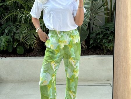 Valentin Studio - Comfy Batik Pants - Green on Sale